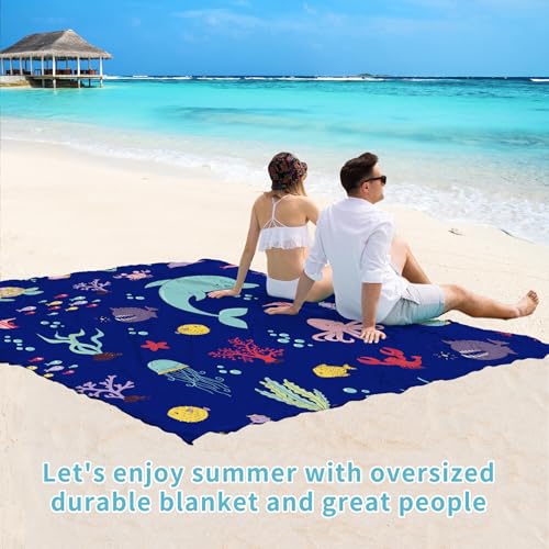 Beach Blanket Waterproof Sandproof 78''×81'' Large Suits 1-5 Adults Oversized Lightweight Picnic Mat Sand-Free Blanket for Camping Hiking Beach Travel - color: Dark Cartoon, size: 78''x81''