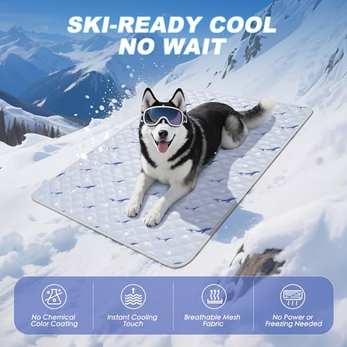Dog Cooling Mat, Cooling Mat for Dogs, Breathable Dog Bed with Non-Slip Design, Portable & Washable Pet Pad for Indoor, Outdoor, Crate, Summer Cat Bed, Cool Pet Pad, Gel-Free, 27"x39" - size: 27"x39"(M)