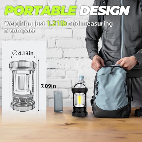 Camping Lantern 3000LM, LED Lanterns for Power Outages with 4400mAh Phone Charger, Impact-Resistant Rechargeable Lantern, 5 Light Modes Waterproof Lantern for Hurricane Emergency(Black) - style: 1-Black