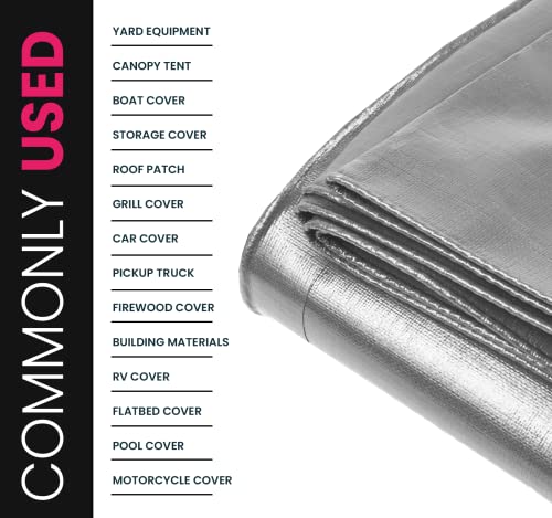 Extreme Heavy Duty 22 Mil Tarp Cover, Waterproof, UV Resistant, Rip and Tear Proof, Poly Tarpaulin with Reinforced Edges for Roof, Camping, Patio, Pool, Boat. (Silver/Black 6′ X 8′) - color: Silver/Black-22 Mil, size: 6′ X 8′
