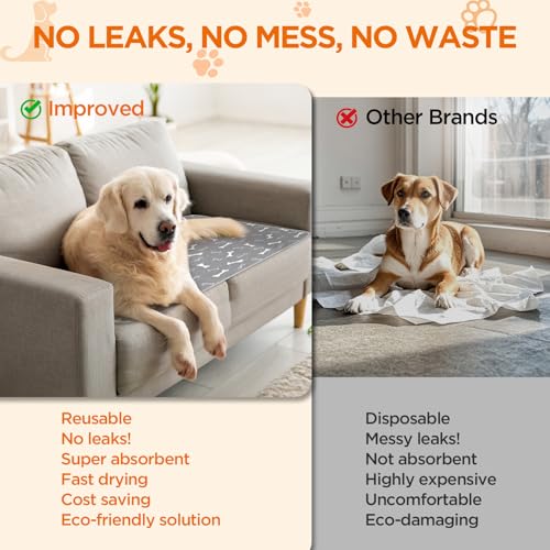 Washable Pee Pads for Dogs, 2 Pack Dog Pee Pads Washable, Waterproof Puppy Pads Mat Reusable Fast Absorbent Dog Potty Training Pads, Whelping Pads for Playpen Crate - 24”x24” - color: Gray, size: 24*24 Inch (Pack of 2)