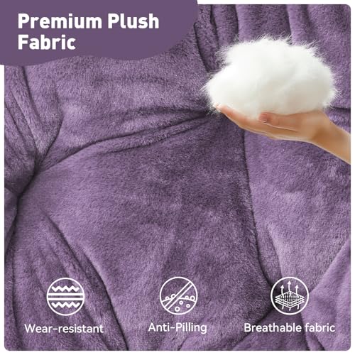 MoNiBloom Round Folding Faux Fur Saucer Chair for Bedroom Living Room Dorm Foldable Metal Frame Oversized Large Comfy Furry Padded Soft Lounge Lazy Cozy Moon Chair for Adults (Purple, 2 Pieces) - color: Purple