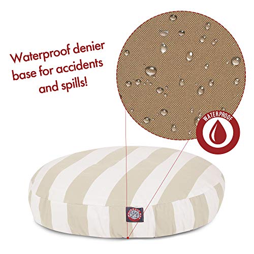 Majestic Pet Indoor Outdoor Vertical Stripe Round Pet Dog Bed with Removable Washable Cover, Sand, Large - color: Stripes Sand, size: Large