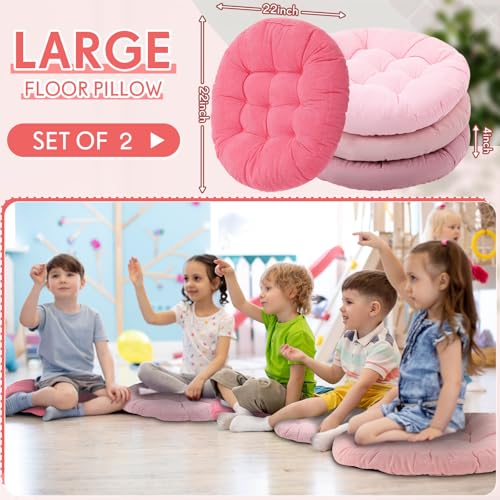 Jerify Floor Pillow Cushions Large Round Square Large Meditation Floor Pillow for Classroom Adult Meditation Picnic Party Seating Learning Daycare School(Round,Mixed Pink,4 Pcs) - color: Pink, size: Round