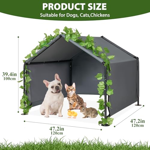 Large Dog Shades for Outside - LitaiL Outdoor Dog Kennel for Small Dogs, 47.2" x 47.2" x 39.4" Outdoors Sun Rain Canopy Pet House, Waterproof Dog House Pet Canopy Shelter for Small Animals - color: Grey, size: Extra Large