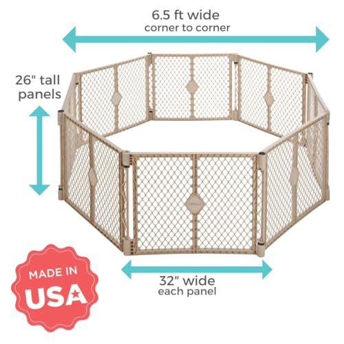Toddleroo by North States - Superyard Baby Play Yard: Freestanding 8-Panel Baby Playpen - Indoor or Outdoor Use - Made in USA - Encloses Up to 34.4 Square Feet - 26 Inches Tall - Sand - color: Sand, size: 26.0 Inch