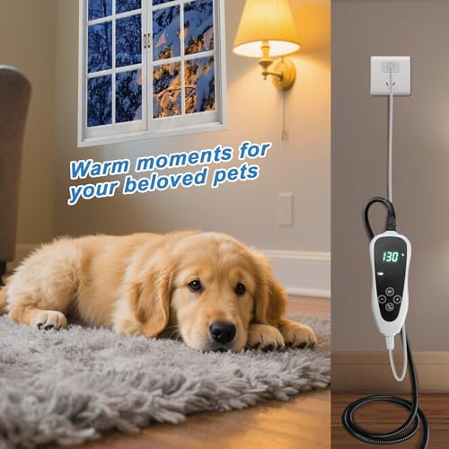 GOLOPET Dog Heating Pad 28x18 in with Smart Thermostat Switch and Power Line Protection Tube,Obtained MET and UL Dual Certification,Waterproof Puppy Heating Pad- Gray 1 - size: 28.0"L x 18.0"W