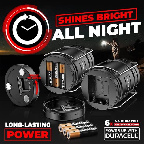 GearLight Camping Lantern - 2 Portable LED Battery Powered Lantern with Magnetic Base and Foldable Hook for Emergency Use or Campsites, Essential Hurricane Survival Kit with Batteries - Black - color: Black (Battery Powered)