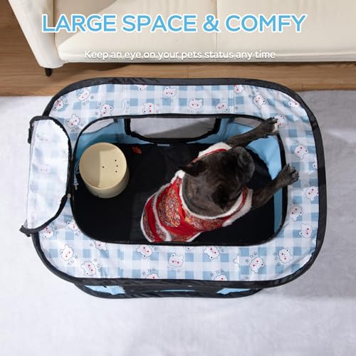 Dog and CAT pop Play Pen,Pets Houses for Dogs and Cats,Indoor&Outdoor Exercise Pen Dog Tent Puppy Playground Large (M, Bule) - color: Blue, style: Medium（31.5"L x 23.6"W x 21.7"H）
