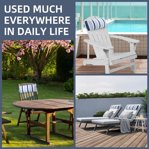 Headrest Pillow for Patio Chaise Lounge Chair, Outdoor Chaise Pillows with Adjustable Elastic Stripe Head Resting Pillows for Recliner Office Chair, Blue White Stripe 1 Pack - color: Blue White Stripe