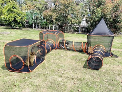 6 in 1 Cat Enclosure Cat Tunnel for Outside Rabbit and Small Animals Tent with Carry Bag - style: Styles 5