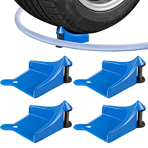 Dreyoo 4 Pcs Car Hose Guide, Tire Hose Roller for Car Washing, Detailing Tire Hoses Guide Preventing Pressure Washer Hoses Stuck Under The Wheels, Plastic Wash Tool to Avoid Snagging(Blue) - color: Blue