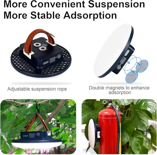 IODOO 16500mAh 3000LM 3000K 6000K Flashlight Portable LED Camping Lantern Rechargeable Light 60W with Magnet IP65 Waterproof Tent Light Power Failure - size: 60W