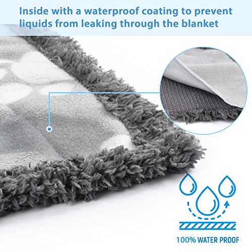 Kritter Planet Waterproof Dog Blankets for Small Dogs, Puppy Blankets for Litter, Cat Blankets for Indoor Cats Washable, Reversible Fleece Pet Mat for Crates, Car Seats, and Furniture - color: Paw Print, size: 30"x25"
