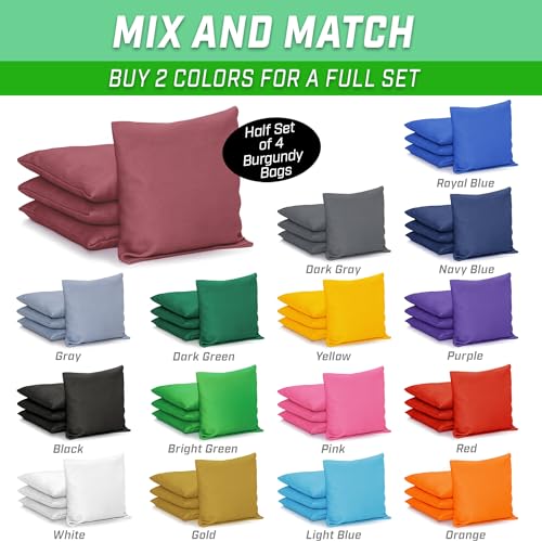 GoSports Classic Cornhole Bean Bags Set of 4-16 Colors Available - Regulation All Weather, Mix and Match - color: Burgundy, size: 6 X 6"
