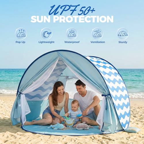 Pop Up Beach Sun Shelter: Instant UV Protection for Family - Portable & Lightweight Canopy- for Camping Travel Park & Outdoor
