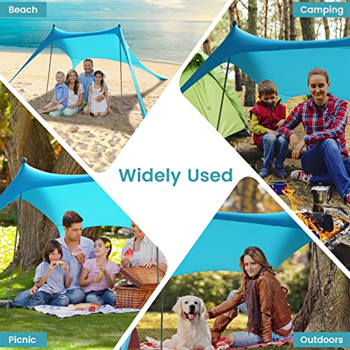 Beach Tent - 9.8 * 6.5 FT Beach Canopy, Portable Tent Sun Shelter UPF50 with 4 Sandbags, 2 Stability Poles Ground Pegs and Anti-Wind Ropes, Outdoor Shade Canopy for Camping, Sky Blue - style: 9.8*6.5 FT 2 Pole-Sky Blue