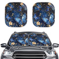 Blue Butterfly Automotive Window Sunshades 2 Piece Foldable Summer Outdoor Sun UV Rays Blocker Sun Visor Auto Protective Accessiors Universal Fit Most Cars - color: Blue Butterfly