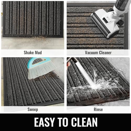 BEHERO Door Mat Outdoor Entrance, Extra Durable Front Door Mat Outside, Heavy Duty Welcome Mat for Outside Entry, Back Door Mats Non Slip, Waterproof All-Season Doormats, 47x32 Inch, Grey - color: Grey, size: 2'8" x 3'11" (Rectangular)