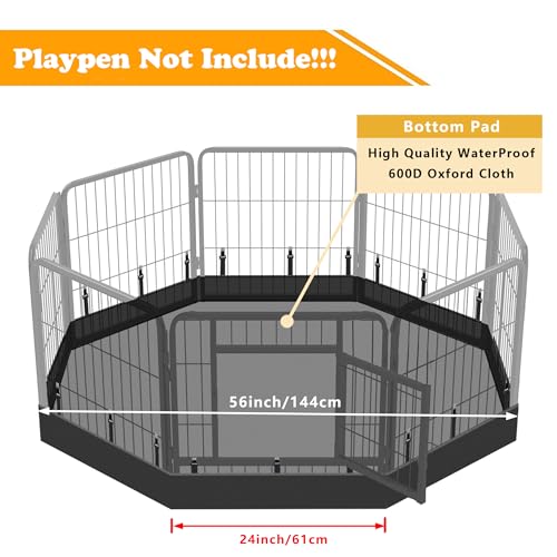 Dog Playpen Bottom Pad Fits for 24 Inch 8 Panels Metal Exercise Pet Playpen, Dog Crate Pad Puppy Playpen Pad, Elastic Buckles Connections.(Note: Playpen Not Included) -PureBlack - color: PureBlack