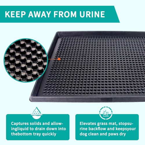 Dog Grass Pad with Tray 30"X20" - Portable Artificial Turf Potty Training Pee Mat for Large or Medium Dogs, Indoor/Outdoor Dog Litter Box for Balcony/Patio, Washable Reusable Fake Grass - size: 30"×20"