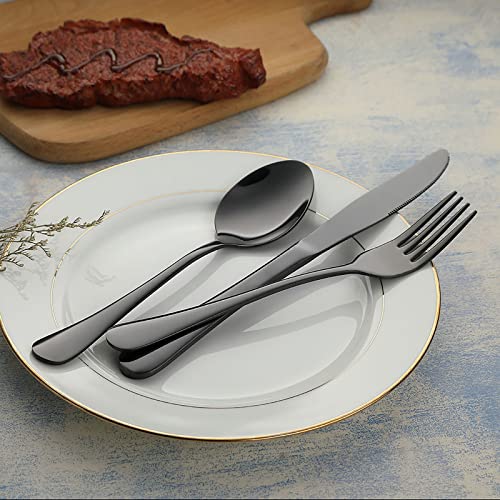 VANDBAO Portable Travel Utensils, Reusable Silverware with Case for Fixing Tableware, 9 Pieces Stainless Steel Stable Flatware Set, Camping Picnic Cutlery Set (Black Set) - color: Black Set, size: 9 Pieces - Medium