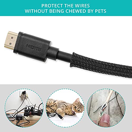 ZhiYo 20ft - 1/4 inch Cable Sleeve, Cord Wrap Wire Protector Tubing for Pets, PC Cable Wrap, Computer Cable Management Sleeve - Black - color: Black, size: 20ft, 1/4''