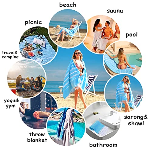 Beach Towel 2 Pack,Sand Free Beach Towels Oversized 39 x 72,Turkish Beach Towel Quick Dry Towel,Lightweight Pool Towels for Adults Travel Towel,Cool Beach Accessories Super Absorbent Towels - color: 2 Pack Blue