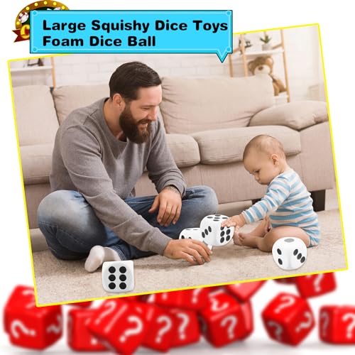 2 Pieces 6 Inches Large Foam Dice Set Giant Foam Dice Soft Dot Dice Toy for Family Educational Toys Parent Child Board Games Nights Casino Themed Party Decoration (Color Set 1) - color: Color Set 1