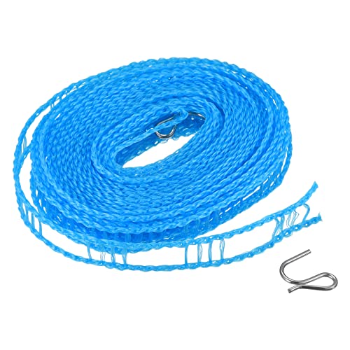 uxcell Portable Clothesline, 16.4ft Nylon Windproof Non-Slip Washing Line Rope for Courtyard Outdoor Travel Camping Laundry Drying, Blue - color: Blue, size: 16.4ft