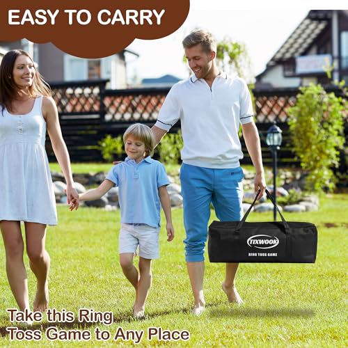 Ring Toss Game for Kids & Adults, Outdoor Yard Games for Adults and Family, Premium Ring Game with 6/10 Rope Rings & Carrying Bag, Perfect for Lawn, Backyard, Beach, Camping - size: Standard