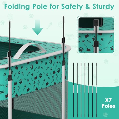 Cat Playpen - Portable Dog Playpen with Litter Box, Foldable Soft Dog Crate for Indoor/Outdoor, Pop Up Cat Enclosure, Collapsible Puppy Kitten Rabbit Cage Tent，2-Room