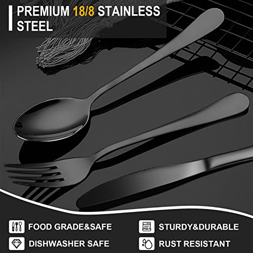Portable Utensils Set with Case,Reusable Office Flatware Set,Healthy Travel Cutlery Set Stainless Steel 2 Fork, 2 Spoon,2 Knife Cutlery Ideal for Travel, Lunch Box and Camping (Black 3 PCs-2 Sets) - color: Black - 3 PCs - 2 Sets
