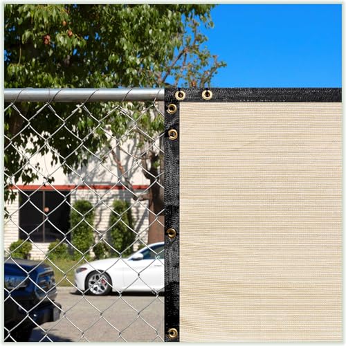 ColourTree Customized Size Fence Screen Privacy Screen Beige 8' x 19' - Commercial Grade 170 GSM - Heavy Duty - 3 Years Warranty - Cable Zip Ties Included - color: Beige, size: 8' x 19' Custom Made Size