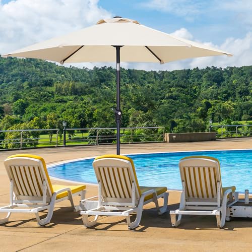 GDY 7.5FT Patio Umbrella Outdoor Table Umbrella,Market Umbrella with Push Button Tilt and Crank for Garden, Lawn, Deck, Backyard & Pool (Beige) - color: Beige, size: Umbrella Only
