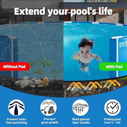 Upgrade Thicken 21ft Round Pool Liner Pad for Above Ground Pool, 300g/㎡ Seamless Swimming Pool Mat, Under Pool Padding, Puncture Protection, Extend Liner Life, Durable Geotextile Material Eco-Friendly - size: Round 21 FT