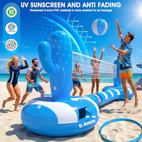 2026 Pool Volleyball Net With Lights,Inflatable Volleyball Net For Pool,Floating Swimming Game Toy for Kids&Adults,Solar pool Volleyball Set,Volleyball Net For Inground Pools,Water Sport Pool Party