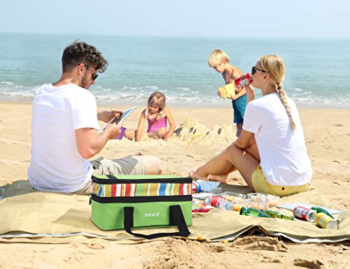 MIER Insulated Double Casserole Carrier Thermal Lunch Tote for Potluck Parties, Picnic, Beach, Fits 9 x 13 Inches Casserole Dish, Expandable by Mid Zipper, Green - color: Green
