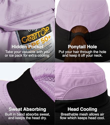 GearTOP Safari Hat for Men Sun Hats for Women UV Protection UPF 50+ Fishing, Gardening, Hiking Hat (22-23 1/2") - color: Purple Standard
