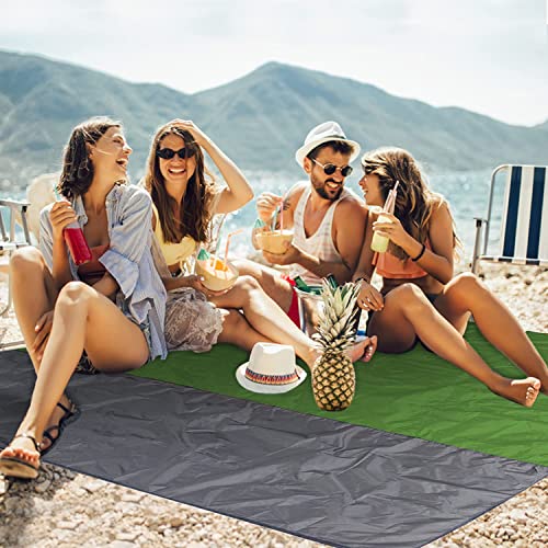 Beach Blanket XL Fast Drying Durable Lightweight Compact Outdoor Mat 83"x 79" - Sandproof Waterproof Picnic Mat for Travel, Camping, Hiking (Green) - color: Green