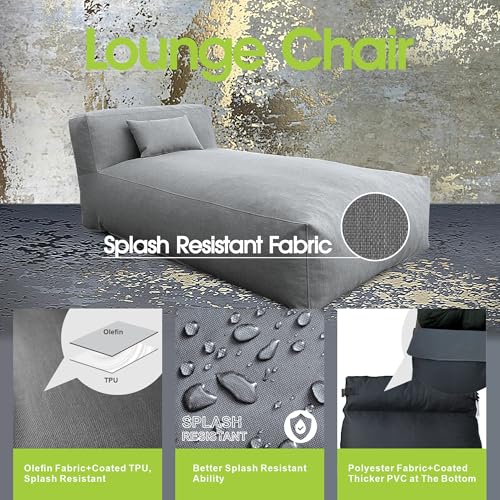 Dineli Chaise Lounge Chair Outdoor Bed Lounger Outdoor Couch Sofa for Pool Comfy Patio Furniture Foam Filling Bean Bed Chair Lazy Sofa for Outside, Water-Resistant Sunbed (Dark Grey, 70'' Length) - color: Dark Grey, 70'' Length