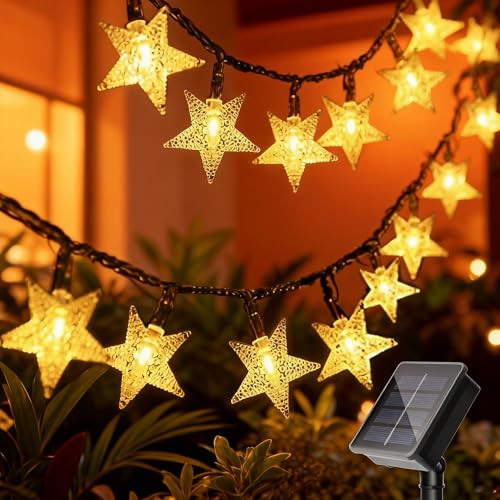 Twinkle Solar Star String Lights Outdoor Waterproof Fairy Lights 39FT 100 LED with 8 Lighting Modes for Camping Garden Wedding Party Tree Holidays Backyard Patio(Warm White) - color: Warm White