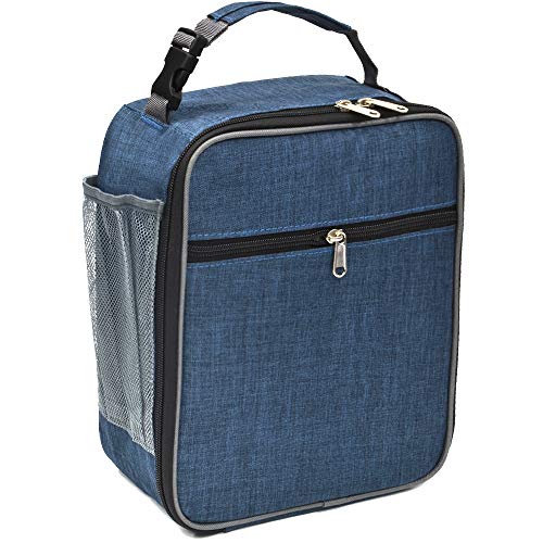 Navy Blue Insulated Lunch Bag, Leakproof Portable Cooler Box with Handle for Men, Women, Boys, Girls, 10.2" L x 4.3" W x 8.6" H - color: Navy Blue