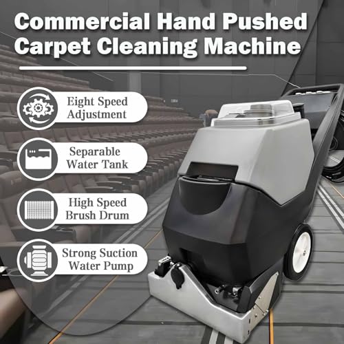 TECHTONGDA Electric Floor Scrubber Dryer Machine 3 in 1 Carpet Extractor Wet Dry Vacuum Cleaner Commercial Carpet Cleaning Machine for Sofa Curtain Floor 70L Tank 110V