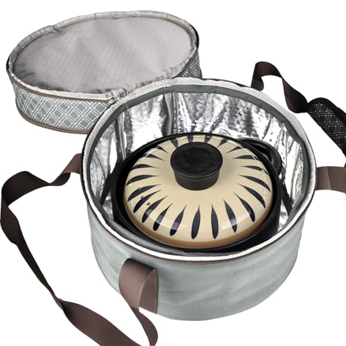 Pie Carrier With A Lid And Handle, With A Hard Edge That Won'T Collapse, Round Insulated Casserole Carrier,It Is Suitable For The Safe Transportation Of Cold And Hot Food (Grey) - color: Grey