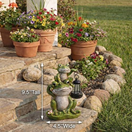 Lyeasw Solar Frog Garden Statues with Lights, Waterproof Outdoor Frog Decor for Patio Porch Yard, Mother’s Day Gardening Gift for Mom, Women & Frog Lovers - color: Frogs