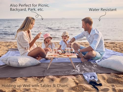 WEKAPO Beach Blanket Sandproof Waterproof, Extra Large Beach Mat, Oversized & Compact Sand Free, Quick Drying Beach Essentials for Vacation, Cruise, Picnic & Camping with Stakes - color: Purple, size: 9x7 FT (1～5 person)