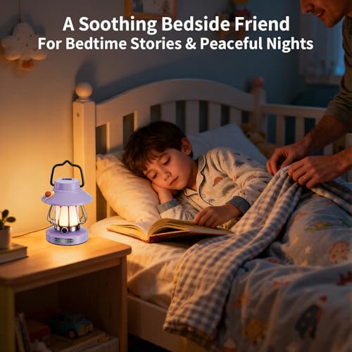 Kids Lantern with 3 Color Dimmable & USB-C Charging, Kids Nightlights for Bedroom, Indoor Outdoor Adventures & Emergency Use Toddler Flashlight Sky Lanterns Camping Essentials for Girl (Purple) - color: Purple