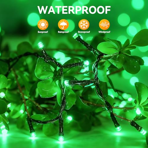 Solar String Lights Outdoor Waterproof 2 Pack Total 66ft 200LED 8 Modes Twinkle Lights Solar Fairy Lights for Patio, Garden Yard Party Wedding Tree Christmas Halloween Decoration, Green - color: Green