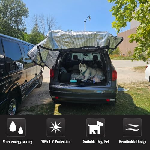 70% Aluminet Shade Cloth Reflective Sun Shade, Heat Blocker for Greenhouses, Cars, Pets, RVs, Outdoor Camping, Breathable and Foldable – Includes Bungees and Storage Bag (12x20 FT) - size: 12x20FT